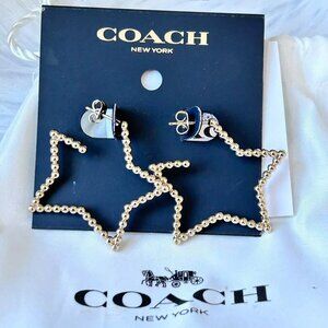 New in bag Coach Large Oversized 1 1/2" Star Shaped Gold-tone